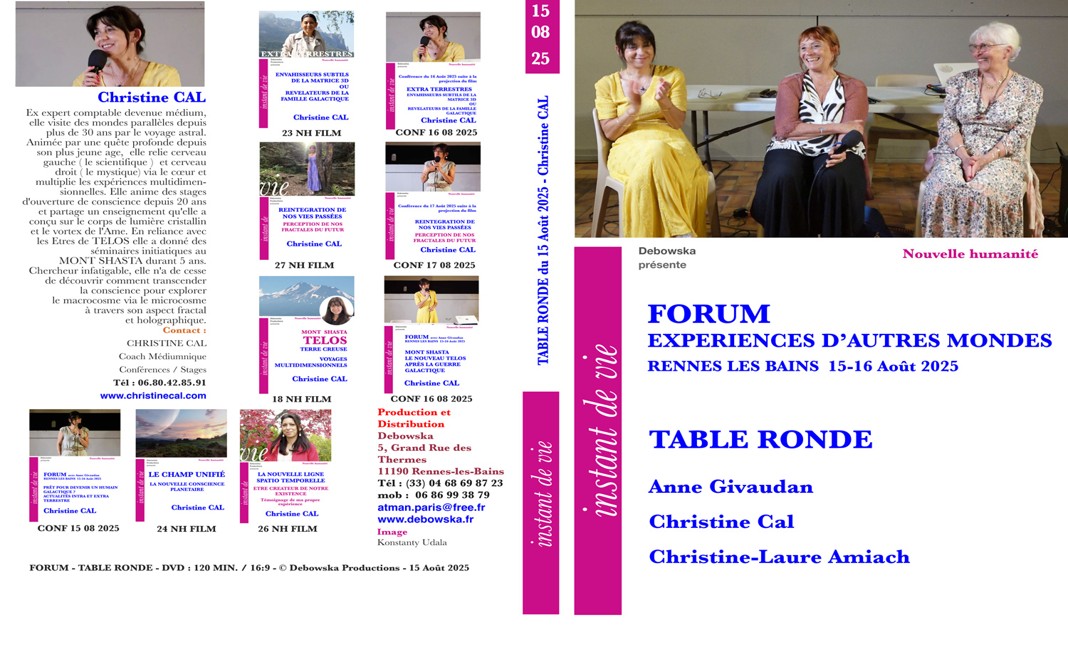 Jaquette — Forum « Expériences d'Autres Mondes » — Table ronde avec Anne Givaudan