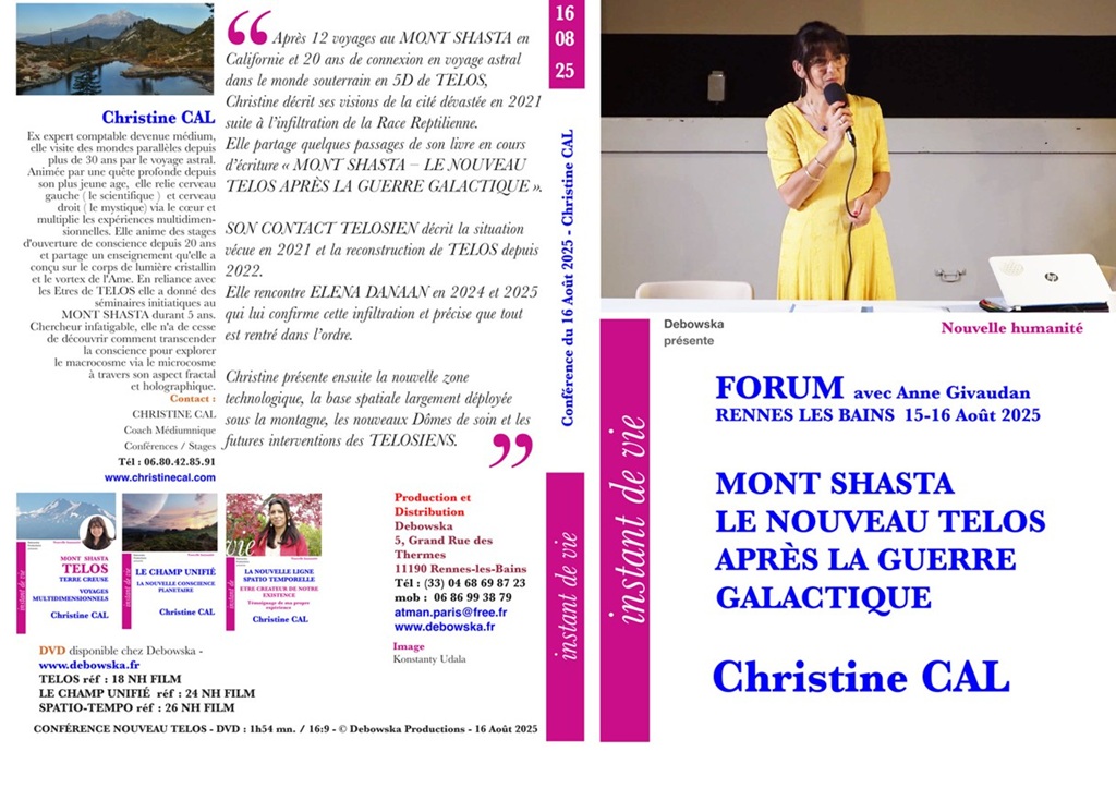 Jaquette — Mont Shasta — Le nouveau TELOS après la guerre galactique — Forum avec Anne Givaudan